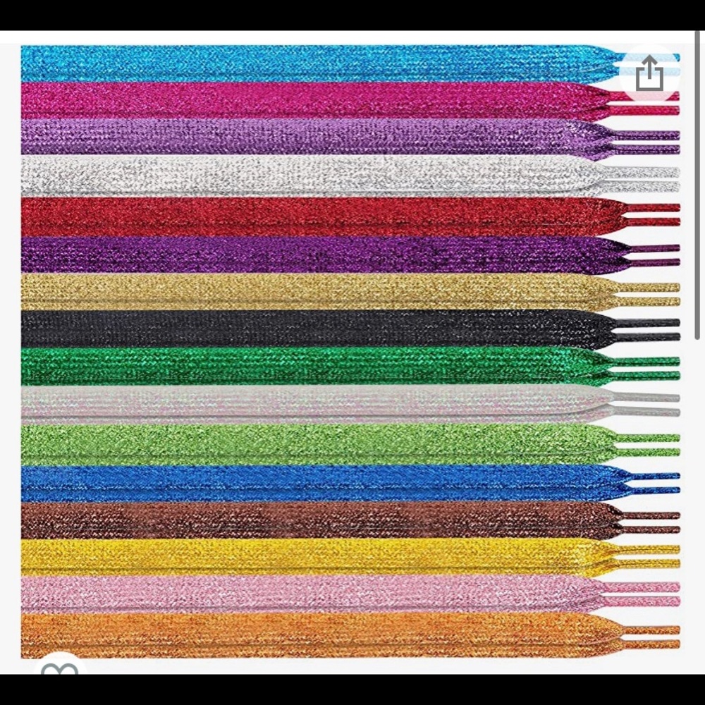 Shimmery glitter shoelaces. Multiple colors. NEW